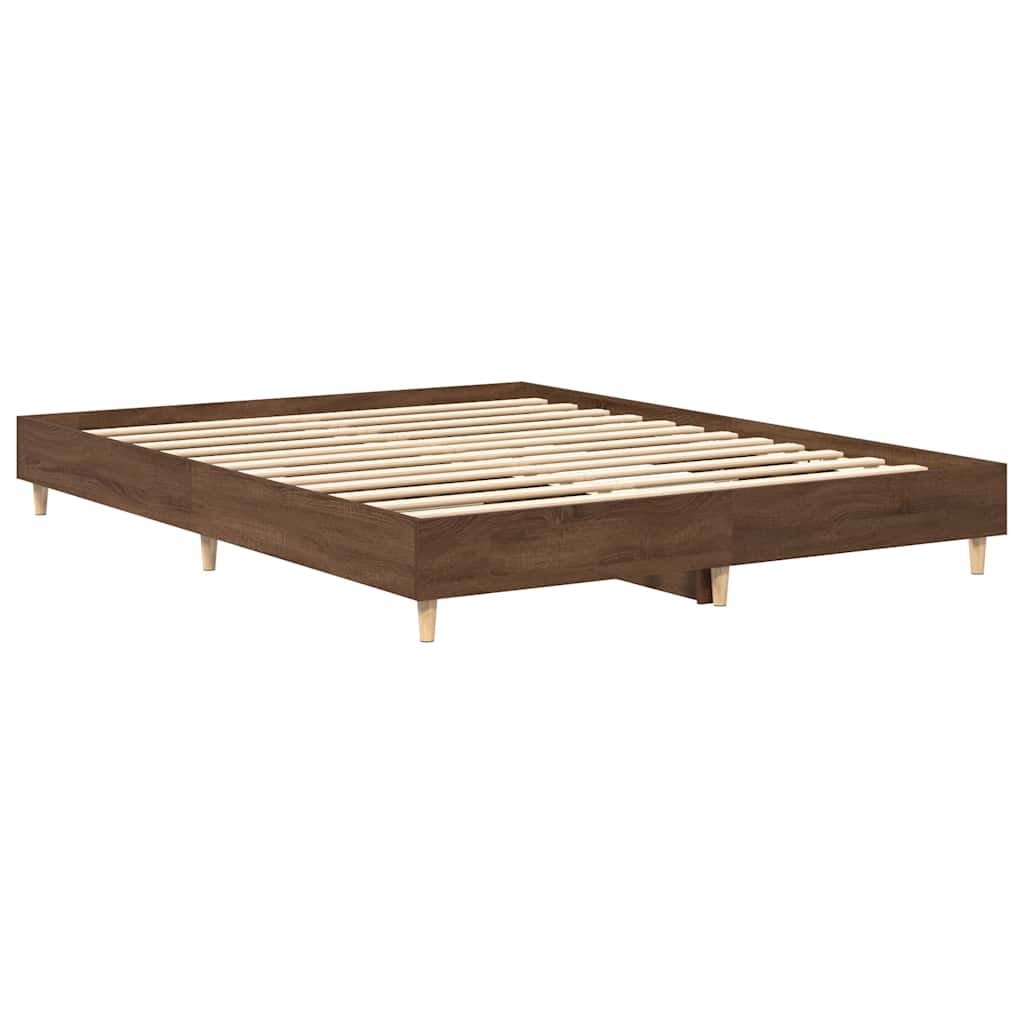 Bed Frame No Mattress Brown Oak 140x200 cm Engineered Wood
