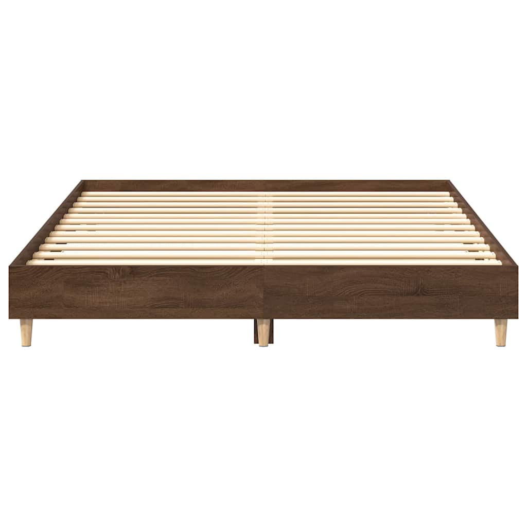 Bed Frame No Mattress Brown Oak 140x200 cm Engineered Wood