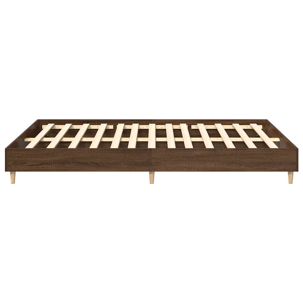 Bed Frame No Mattress Brown Oak 140x200 cm Engineered Wood