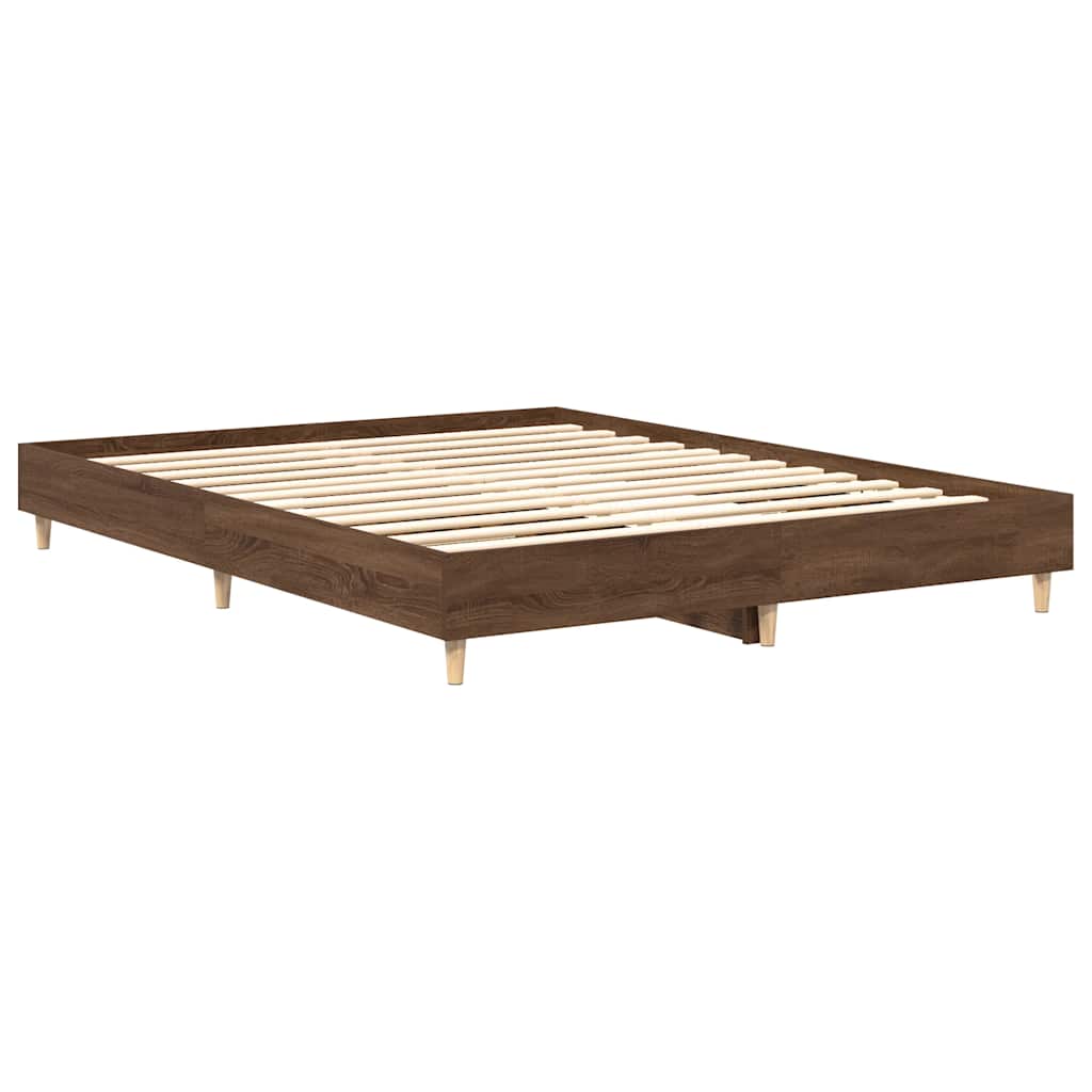 Bed Frame No Mattress Brown Oak 140x200 cm Engineered Wood