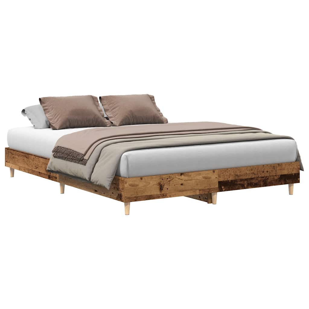 Bed Frame No Mattress Old Wood 140x200 cm Engineered Wood