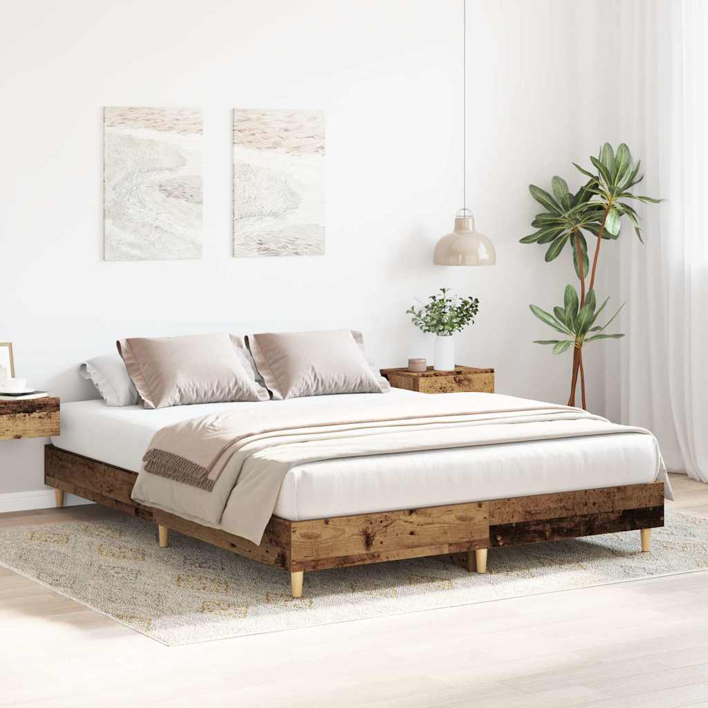 Bed Frame No Mattress Old Wood 140x200 cm Engineered Wood