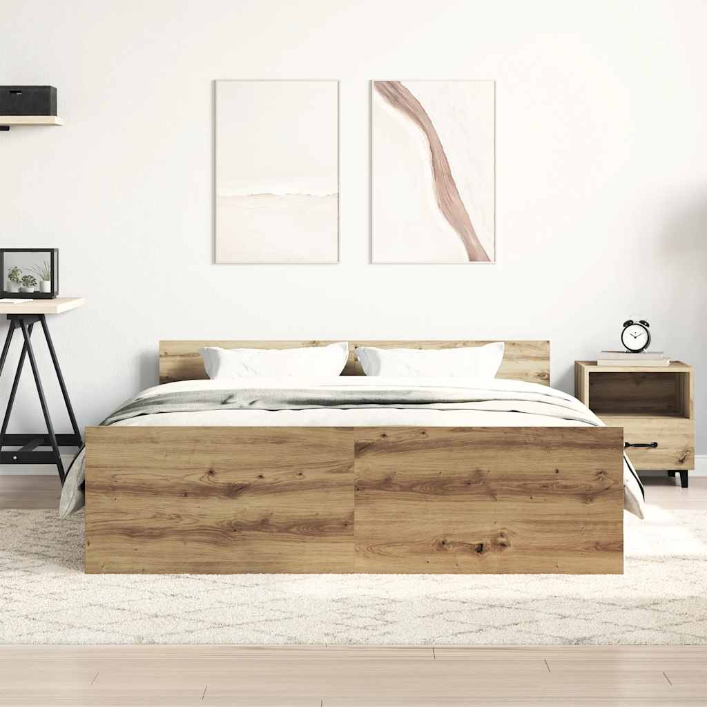 Bed Frame without Mattress Artisan Oak 120x200cm Engineered Wood