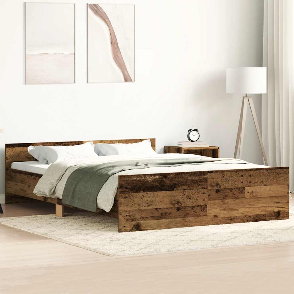 Bed Frame without Mattress Old Wood 140x200cm Engineered Wood