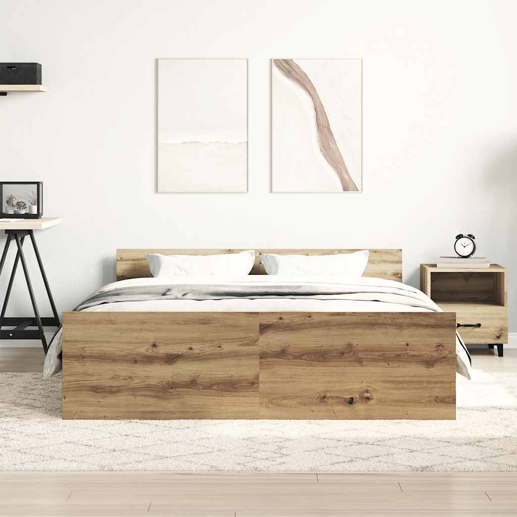 Bed Frame without Mattress Artisan Oak 140x200cm Engineered Wood
