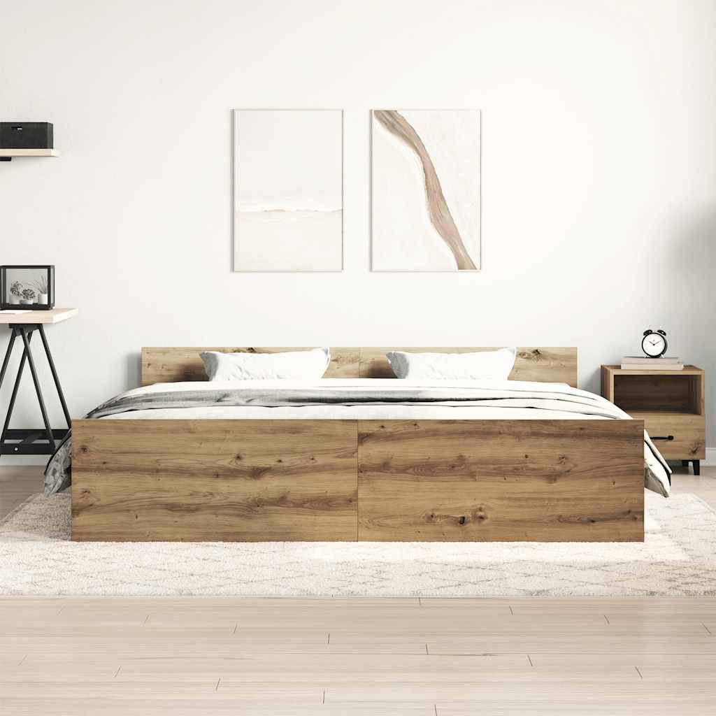 Bed Frame without Mattress Artisan Oak 160x200cm Engineered Wood