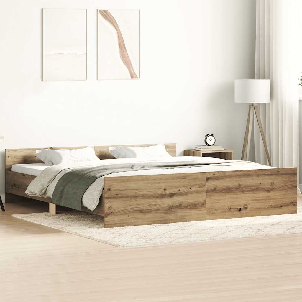 Bed Frame without Mattress Artisan Oak 160x200cm Engineered Wood