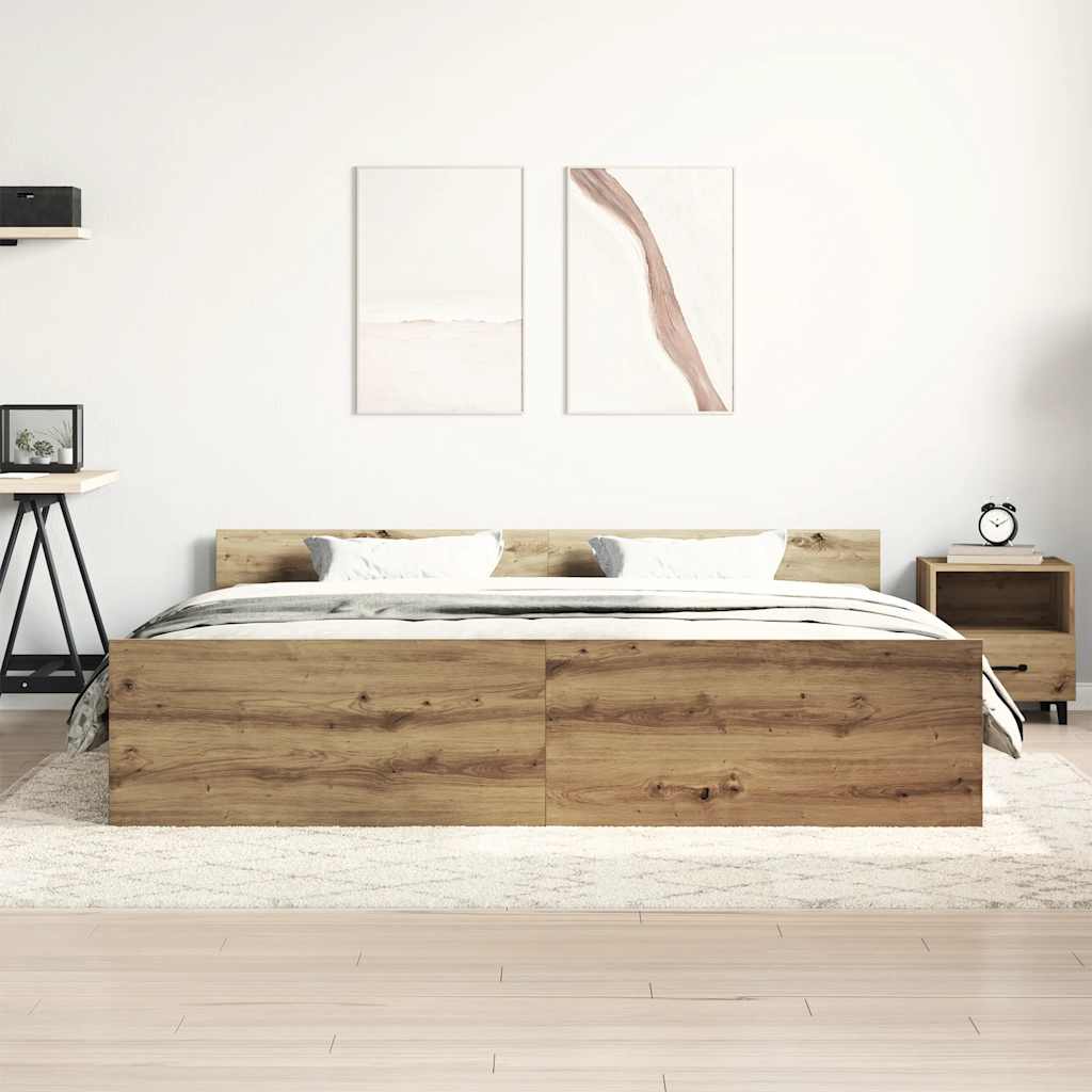 Bed Frame without Mattress Artisan Oak 180x200cm Engineered Wood