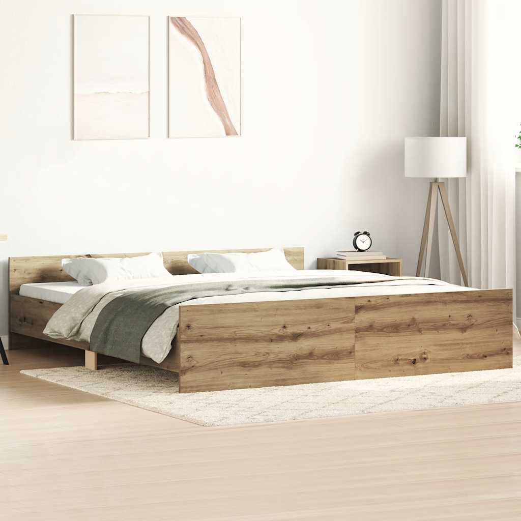 Bed Frame without Mattress Artisan Oak 180x200cm Engineered Wood