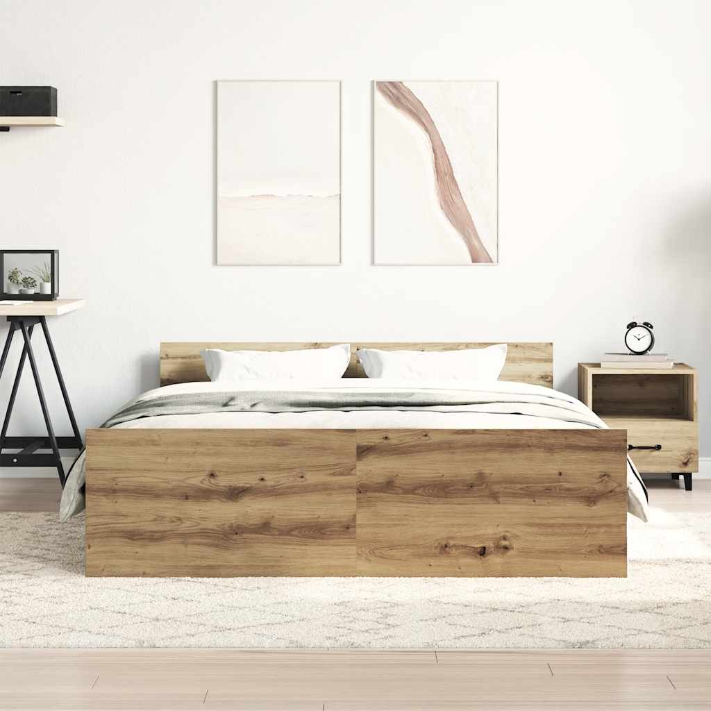 Bed Frame without Mattress Artisan Oak 140x190cm Engineered Wood