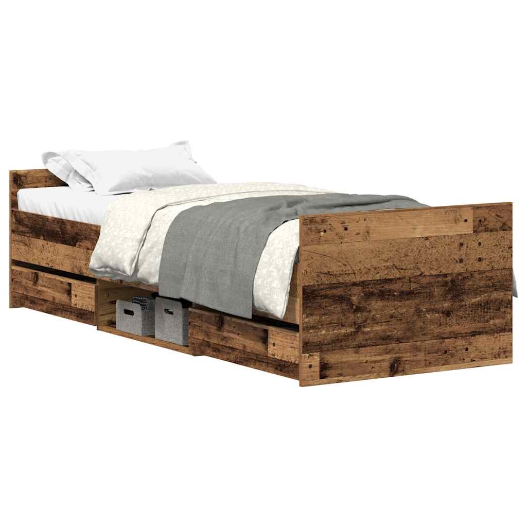 Bed Frame without Mattress Old Wood 100x200cm Engineered Wood