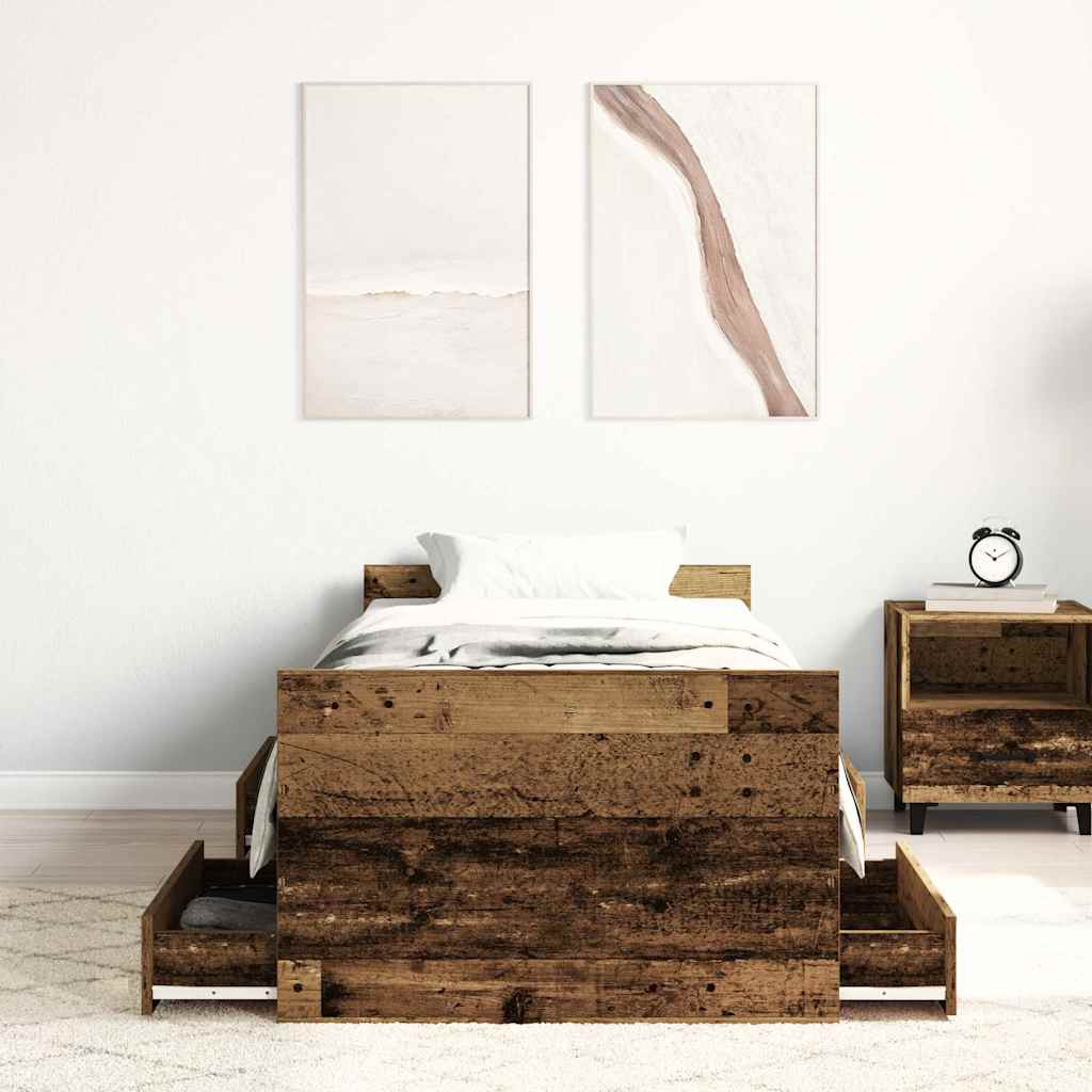 Bed Frame without Mattress Old Wood 100x200cm Engineered Wood