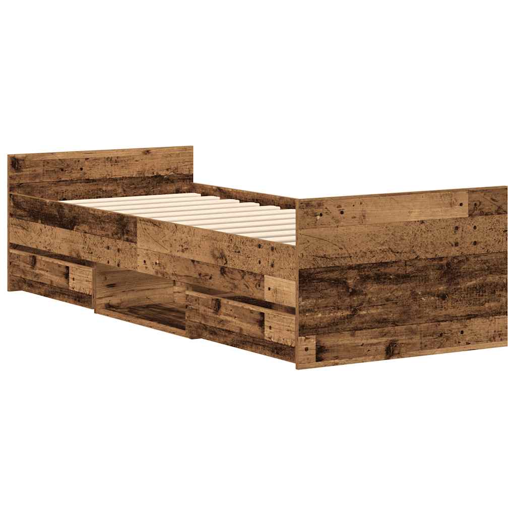 Bed Frame without Mattress Old Wood 100x200cm Engineered Wood