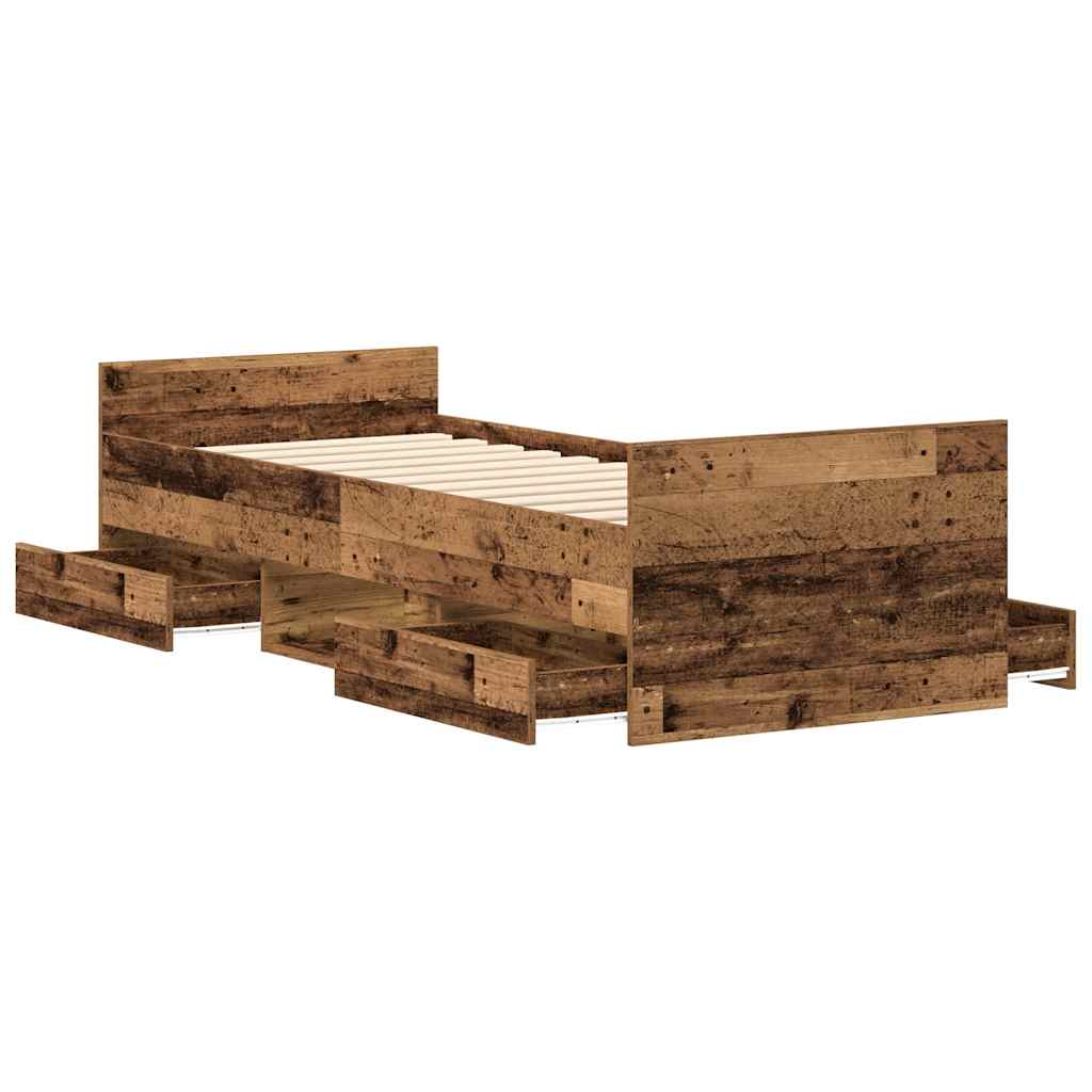 Bed Frame without Mattress Old Wood 100x200cm Engineered Wood