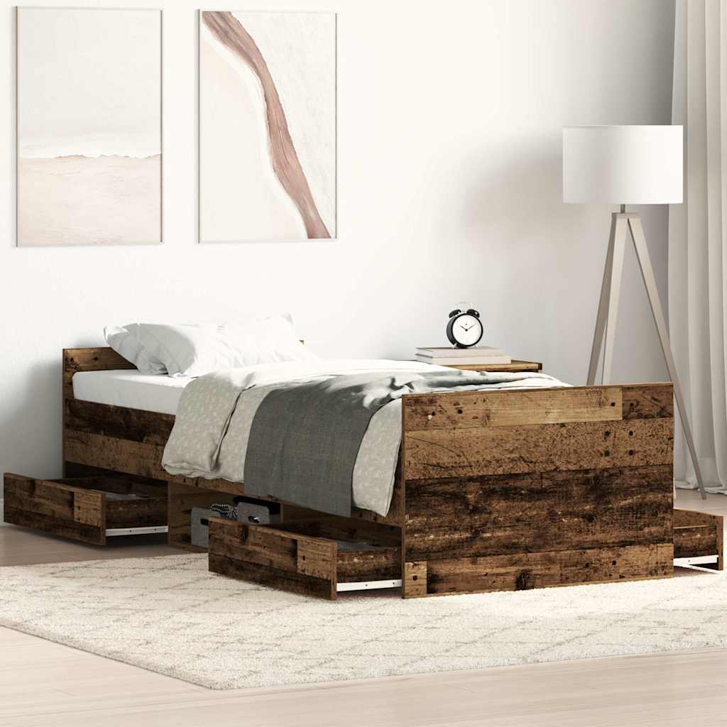 Bed Frame without Mattress Old Wood 100x200cm Engineered Wood