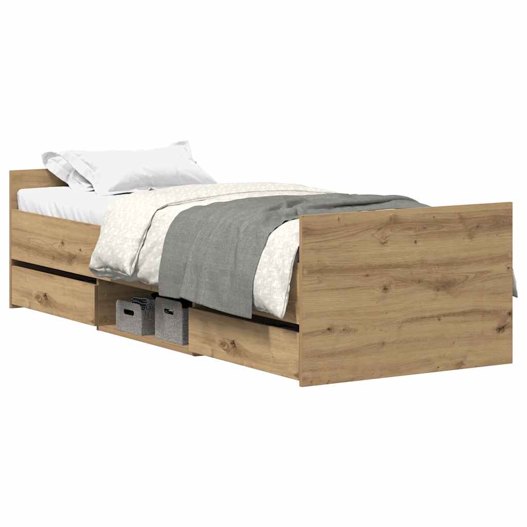 Bed Frame without Mattress Artisan Oak 100x200cm Engineered Wood