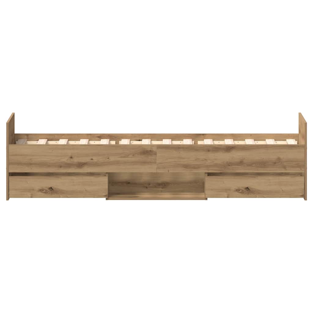 Bed Frame without Mattress Artisan Oak 100x200cm Engineered Wood
