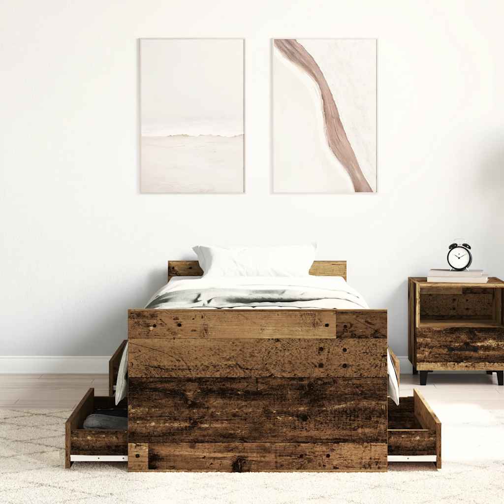 Bed Frame without Mattress Old Wood 90x200cm Engineered Wood