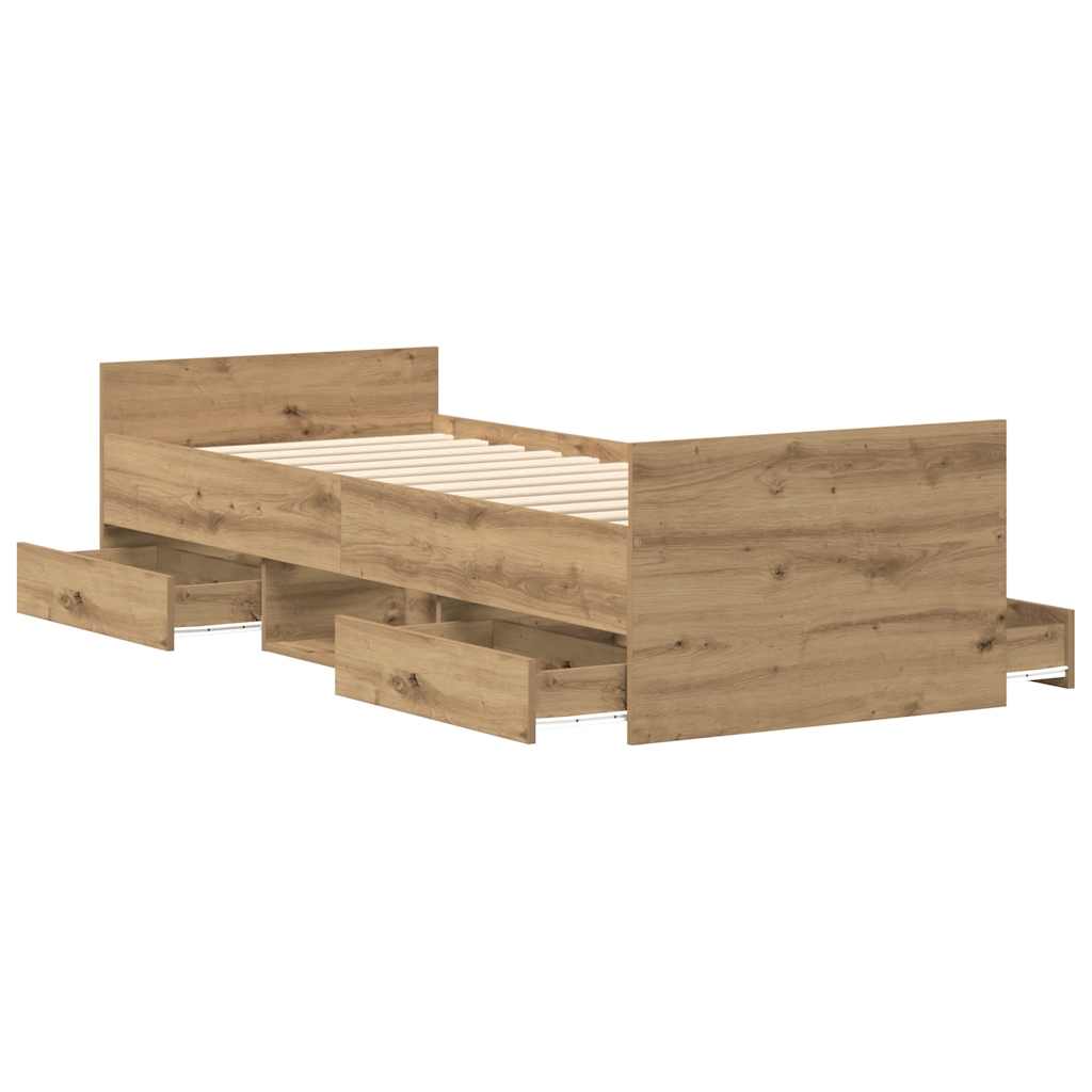 Bed Frame without Mattress Artisan Oak 90x200cm Engineered Wood