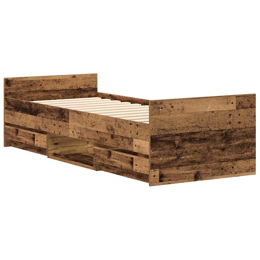 Bed Frame without Mattress Old Wood 90x190 cm Single Engineered Wood