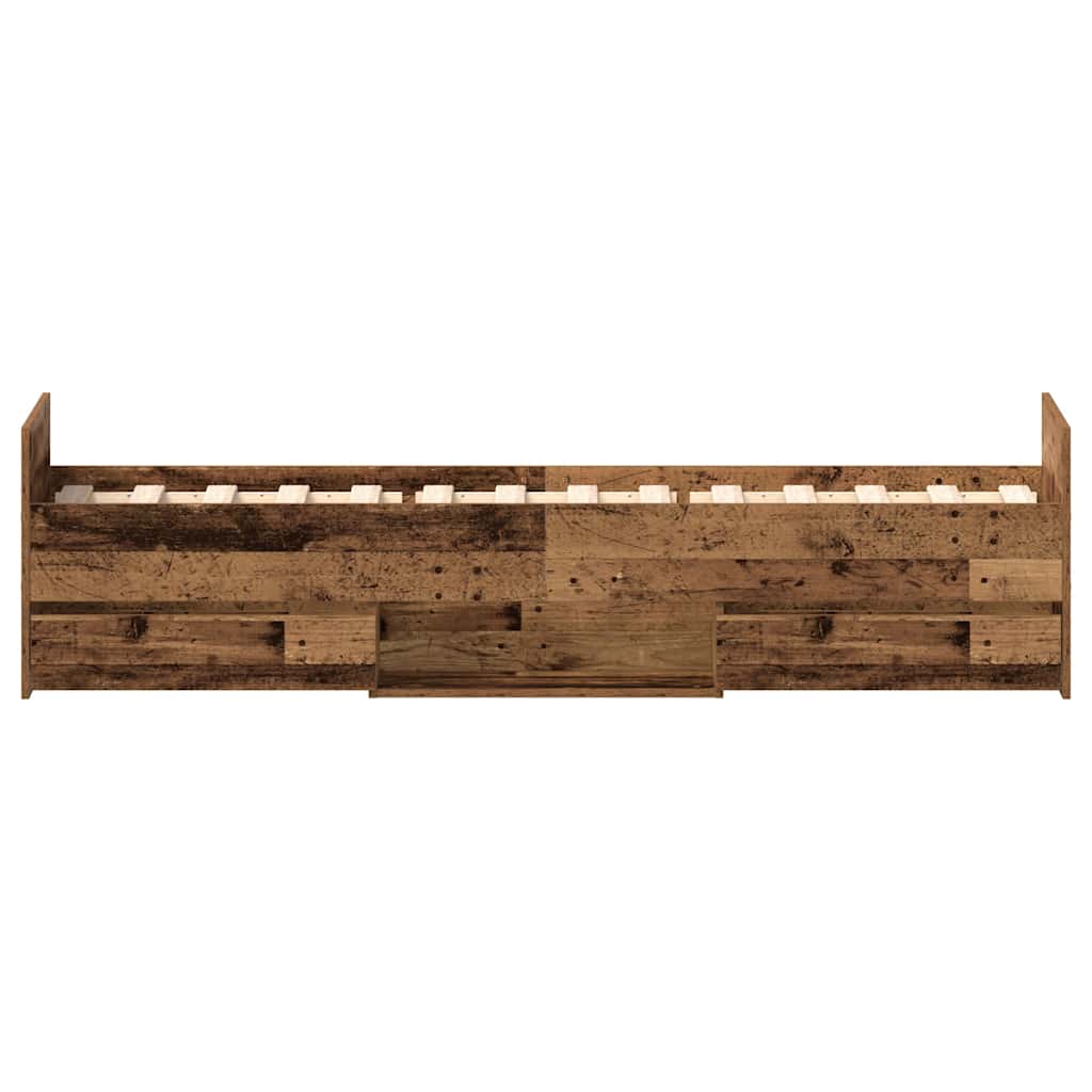 Bed Frame without Mattress Old Wood 90x190 cm Single Engineered Wood