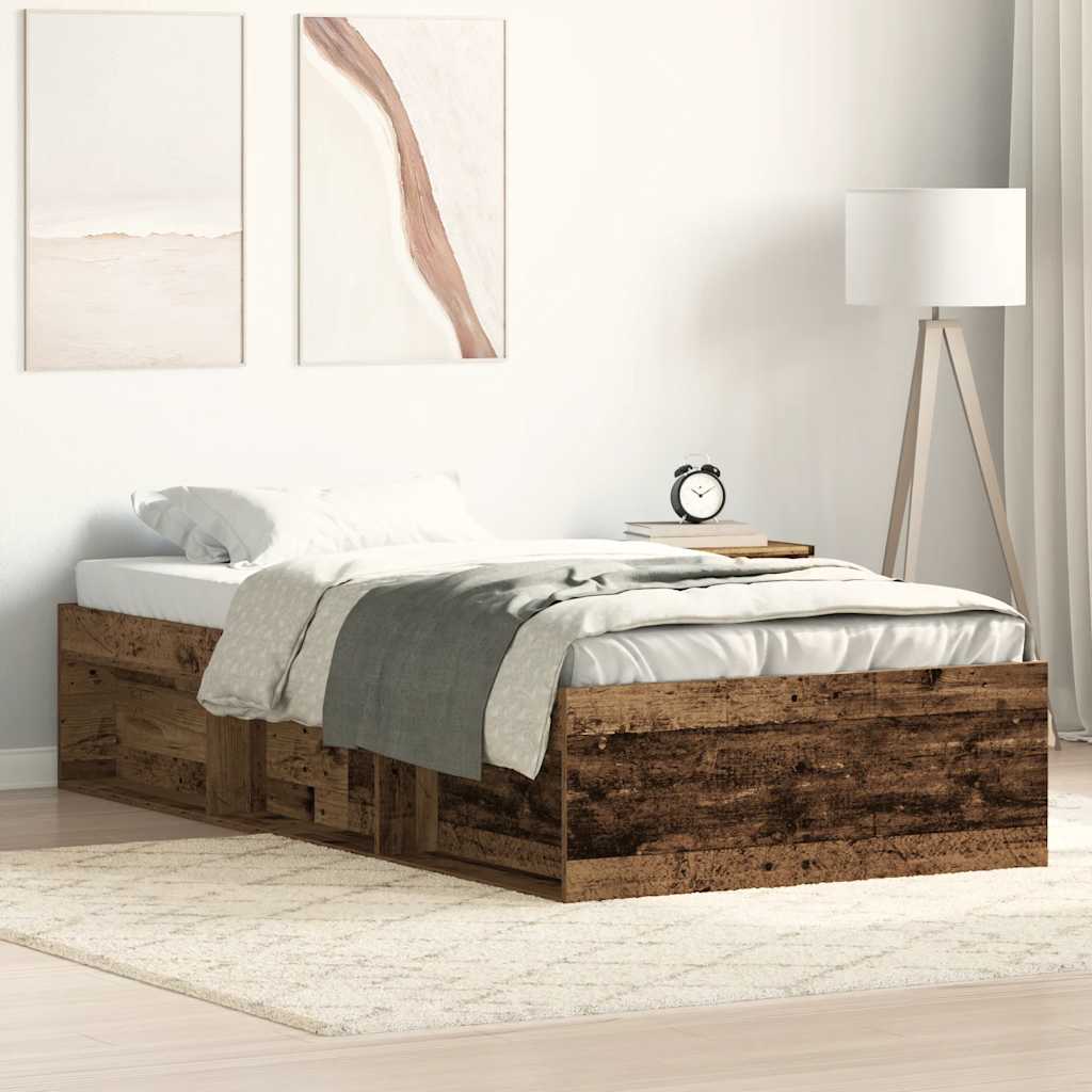 Bed Frame without Mattress Old Wood 90x200cm Engineered Wood