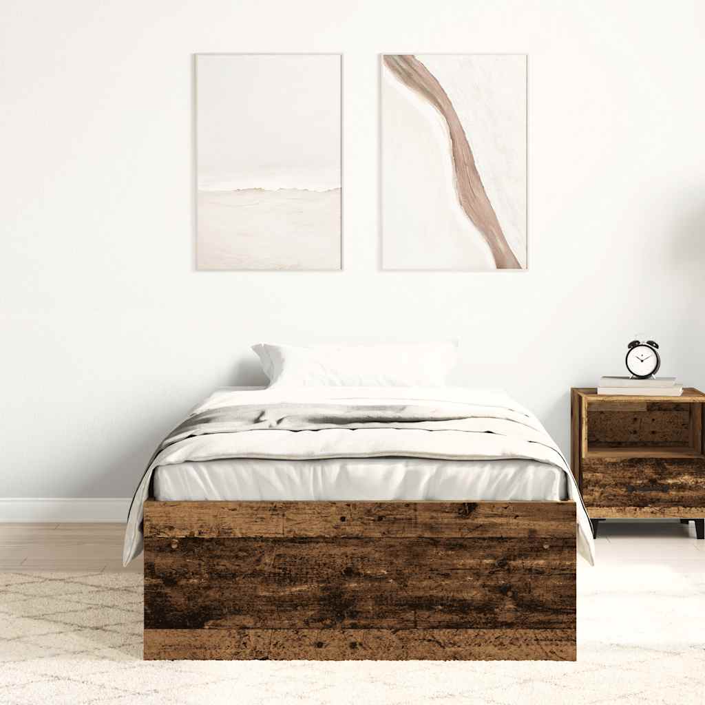 Bed Frame without Mattress Old Wood 100x200cm Engineered Wood