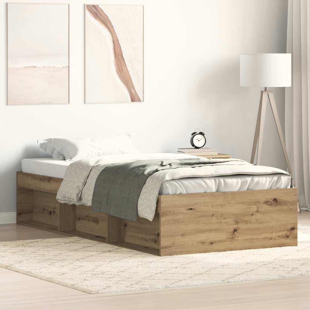 Bed Frame without Mattress Artisan Oak 100x200cm Engineered Wood