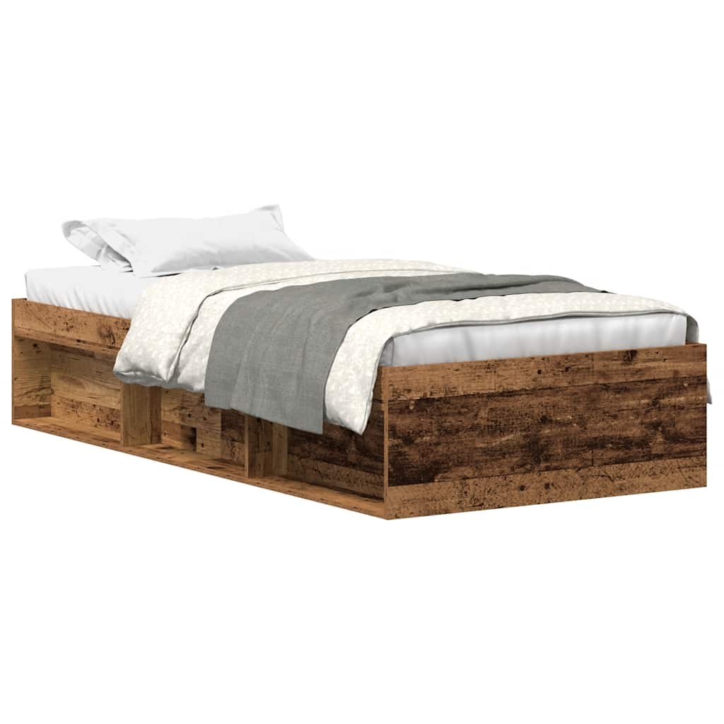 Bed Frame without Mattress Old Wood 90x190 cm Single Engineered Wood