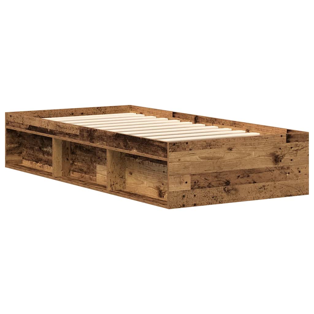 Bed Frame without Mattress Old Wood 90x190 cm Single Engineered Wood