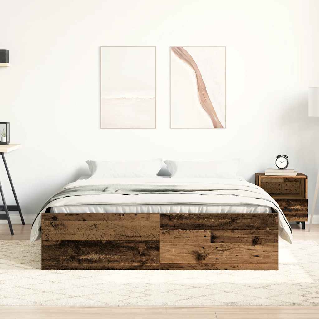 Bed Frame without Mattress Old Wood 120x200cm Engineered Wood
