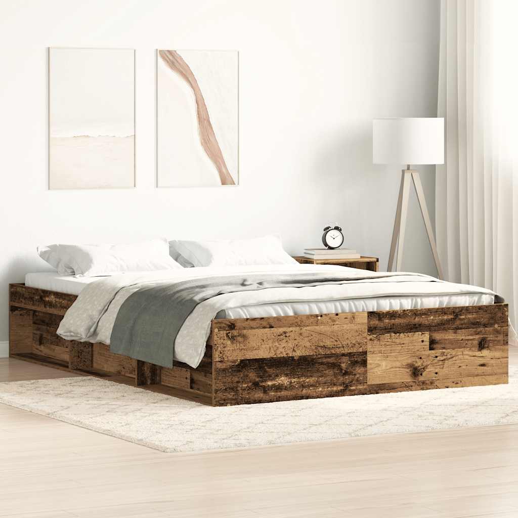 Bed Frame without Mattress Old Wood 120x200cm Engineered Wood