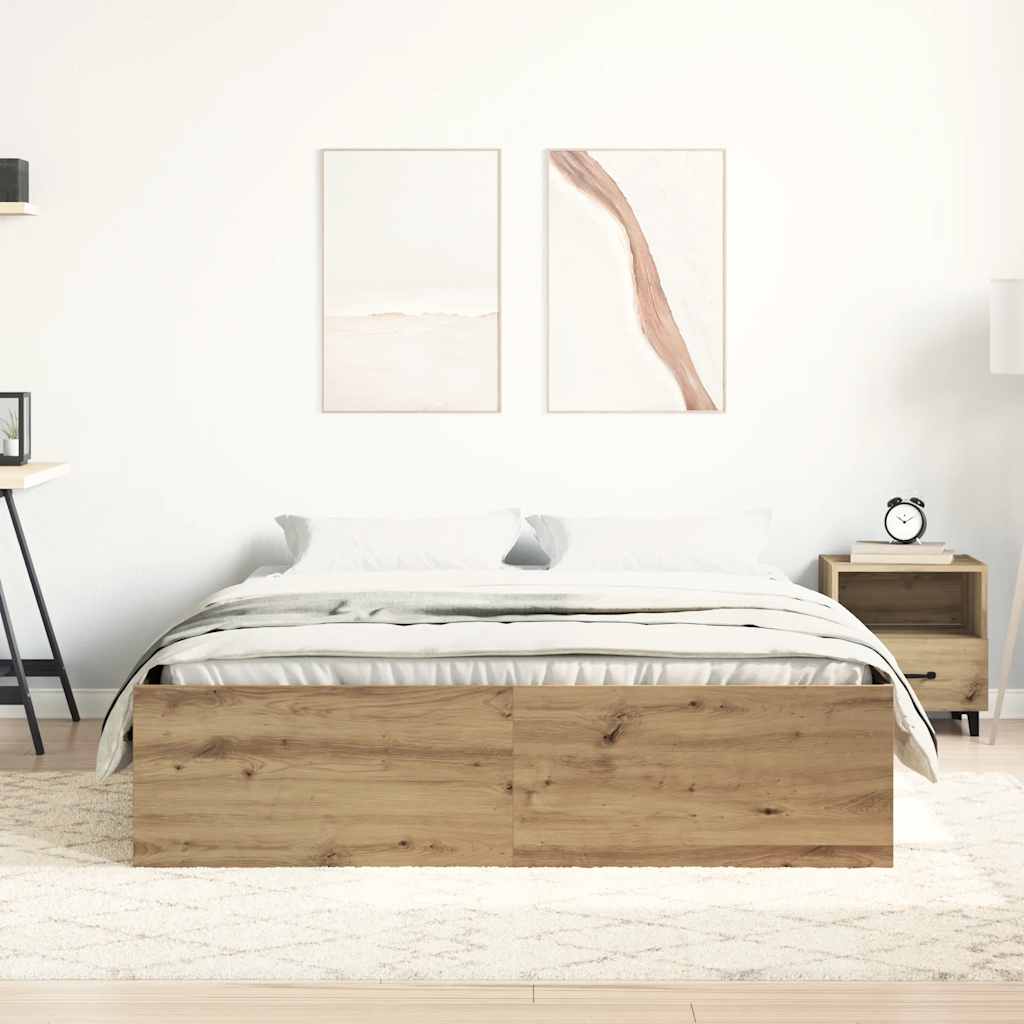 Bed Frame without Mattress Artisan Oak 120x200cm Engineered Wood