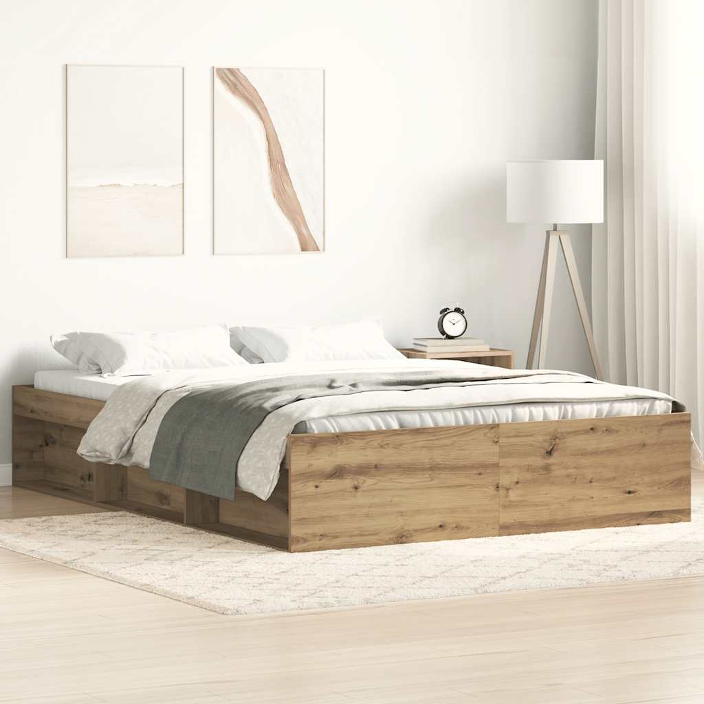 Bed Frame without Mattress Artisan Oak 120x200cm Engineered Wood