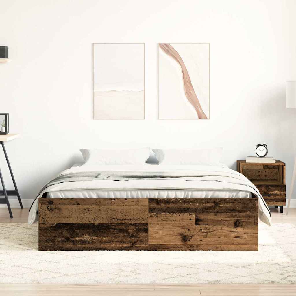 Bed Frame without Mattress Old Wood 140x200cm Engineered Wood