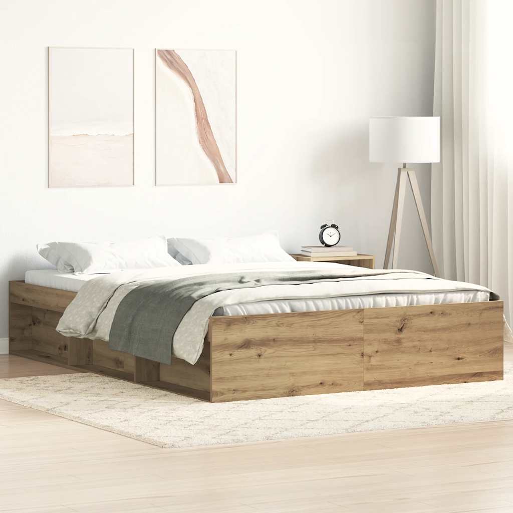 Bed Frame without Mattress Artisan Oak 140x200cm Engineered Wood