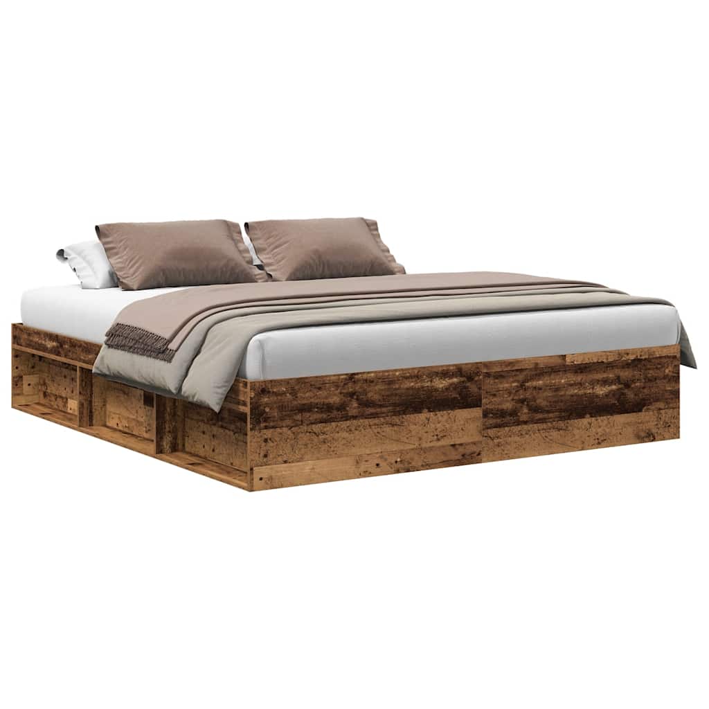 Bed Frame without Mattress Old Wood 200x200cm Engineered Wood
