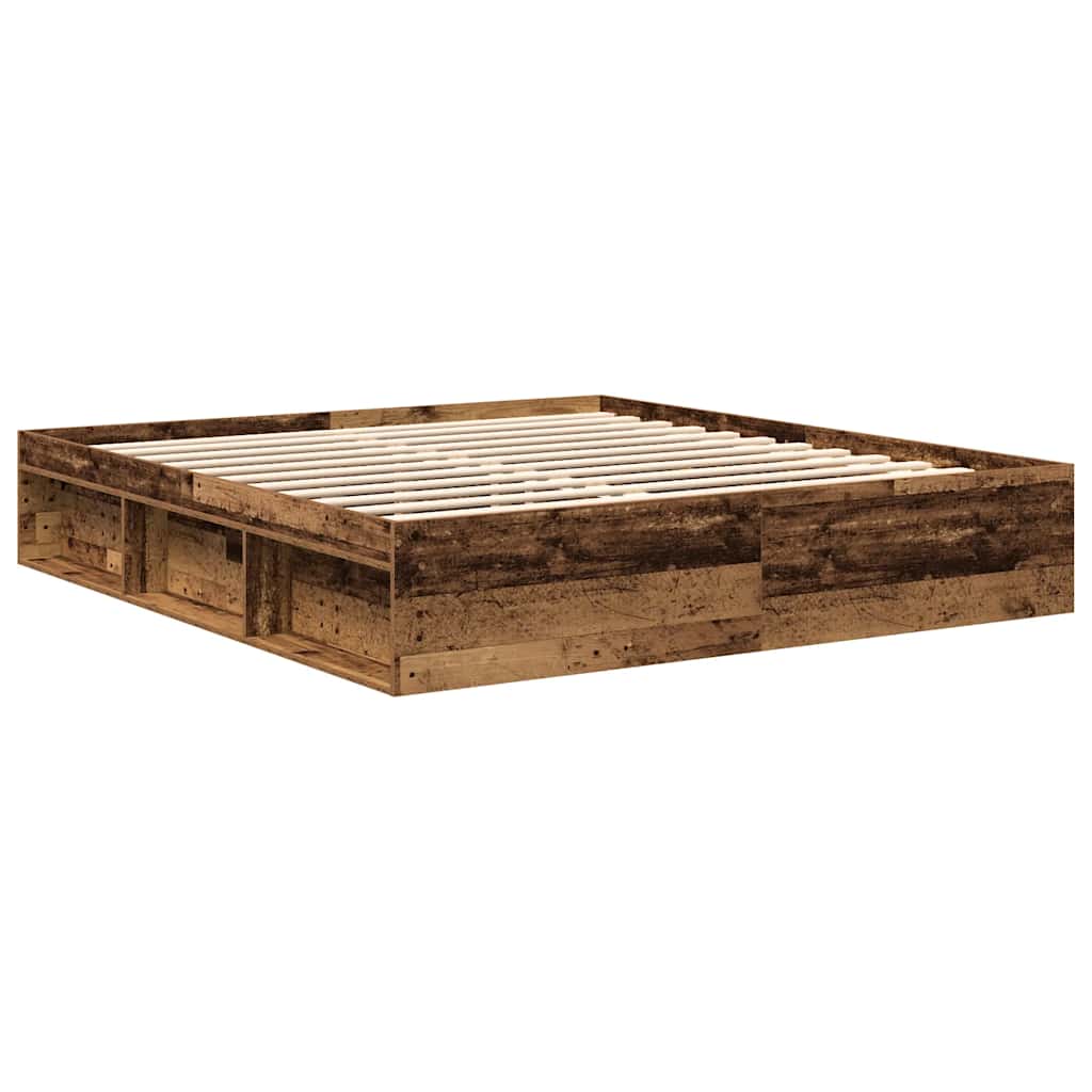 Bed Frame without Mattress Old Wood 200x200cm Engineered Wood