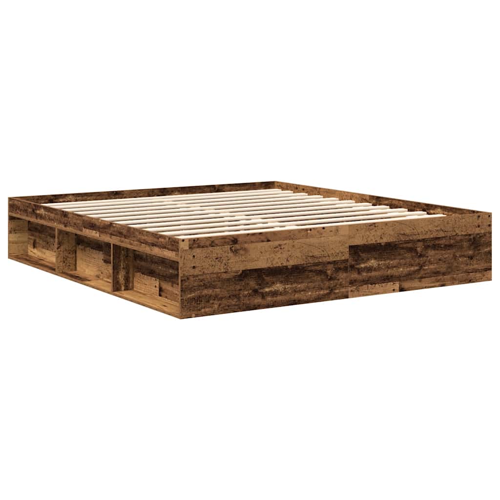 Bed Frame without Mattress Old Wood 200x200cm Engineered Wood