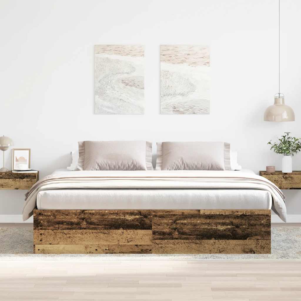 Bed Frame without Mattress Old Wood 200x200cm Engineered Wood