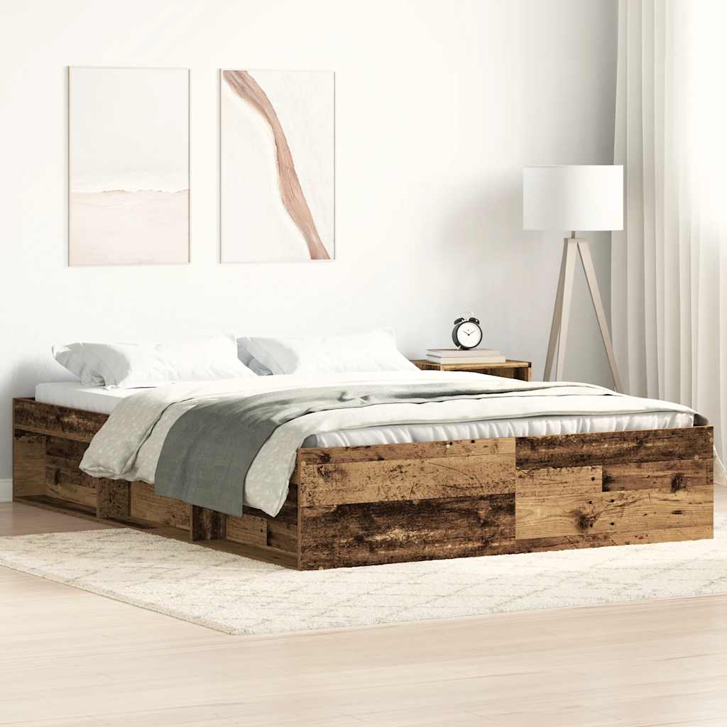 Bed Frame without Mattress Old Wood 120x190cm Small Double Engineered Wood