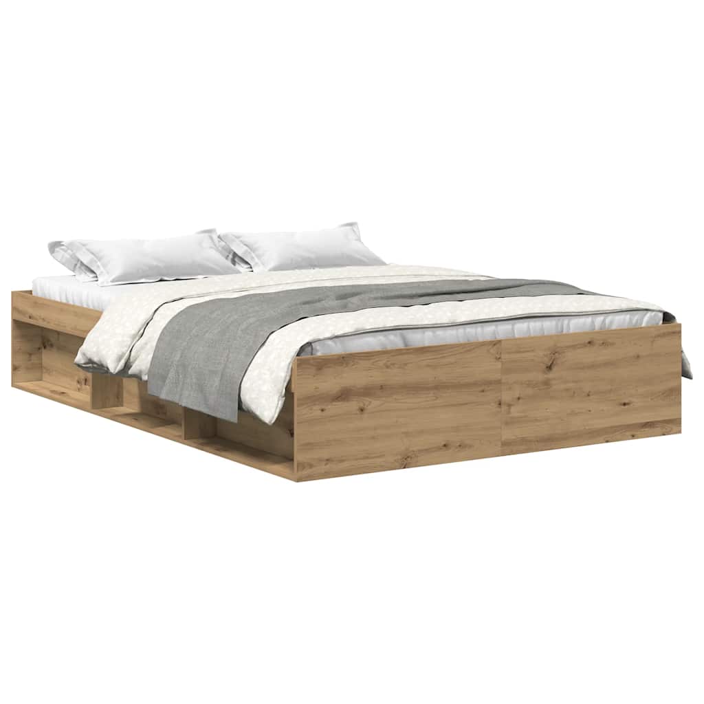 Bed Frame without Mattress Artisan Oak 140x190cm Engineered Wood