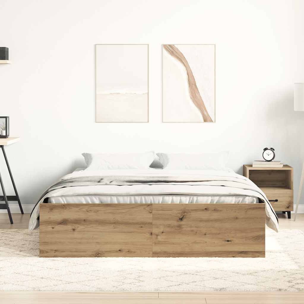 Bed Frame without Mattress Artisan Oak 140x190cm Engineered Wood