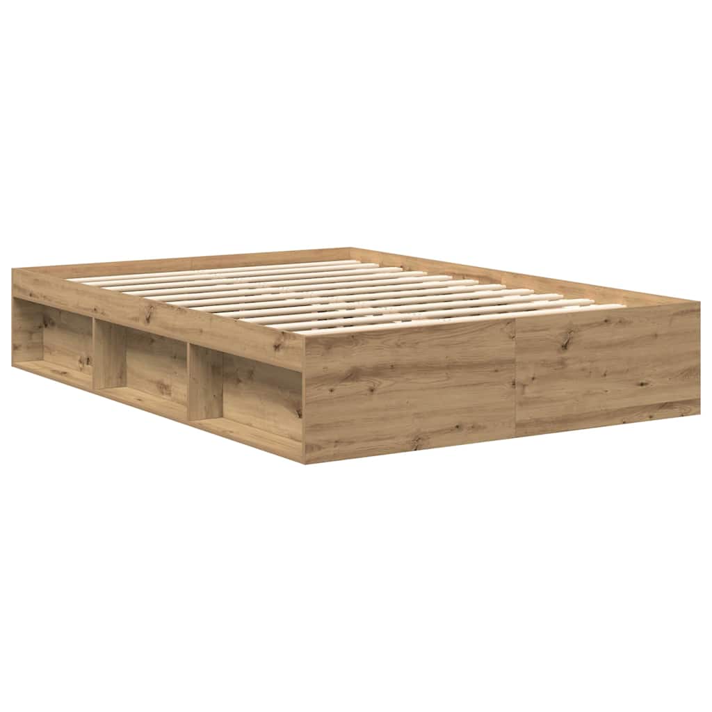 Bed Frame without Mattress Artisan Oak 140x190cm Engineered Wood