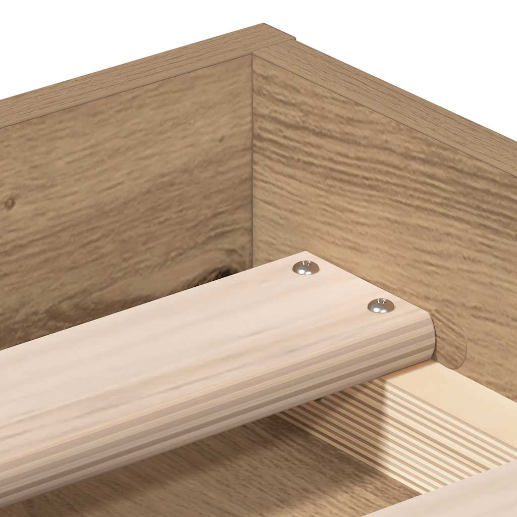Bed Frame without Mattress Artisan Oak 140x190cm Engineered Wood