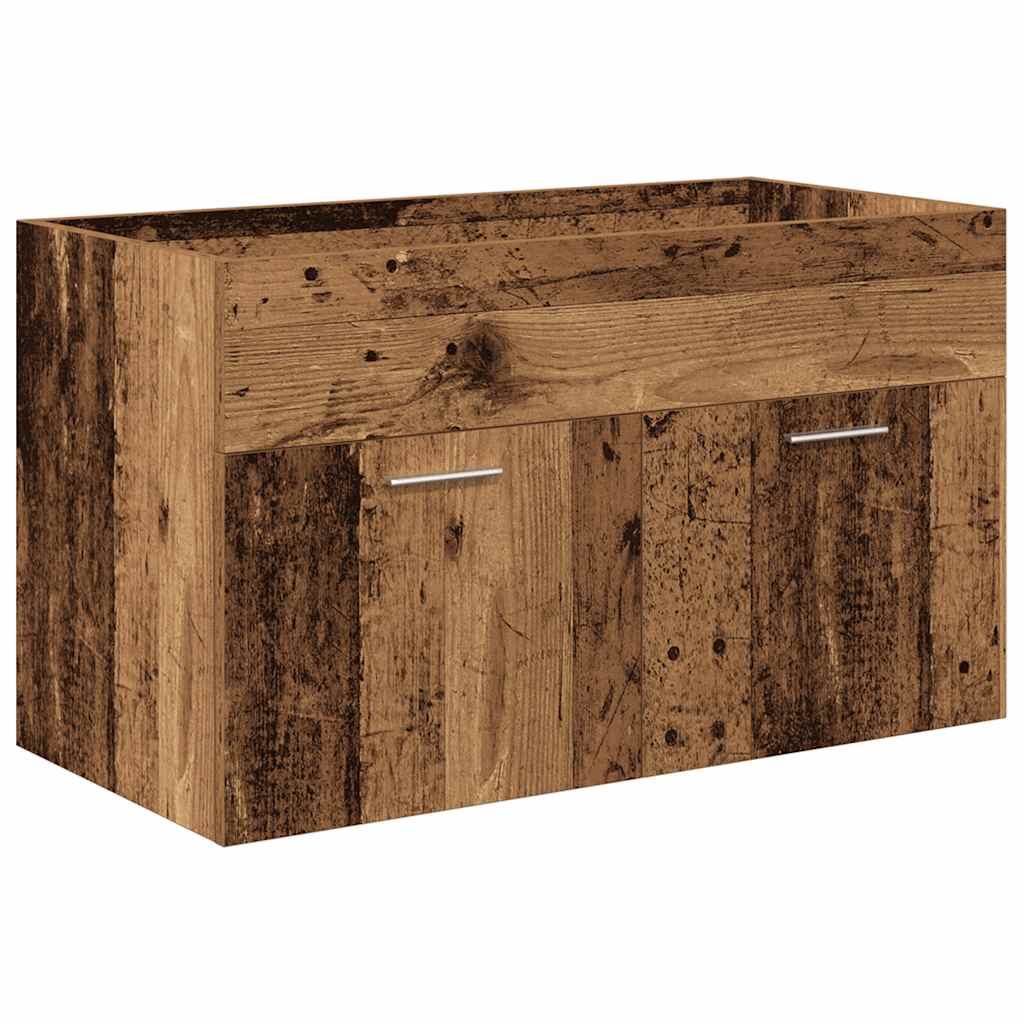 Sink Cabinet with Built-in Basin and Faucet Old Wood