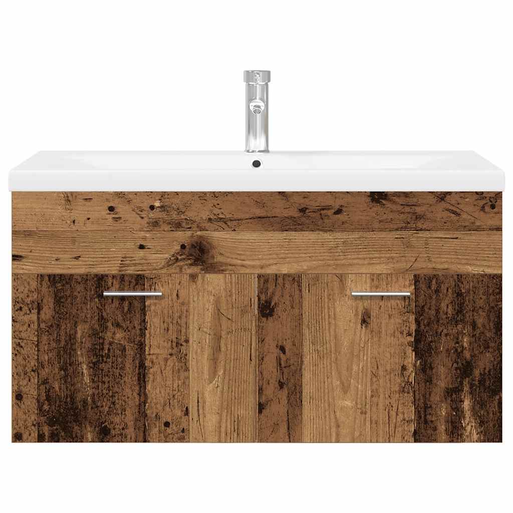 Sink Cabinet with Built-in Basin Old Wood Engineered Wood