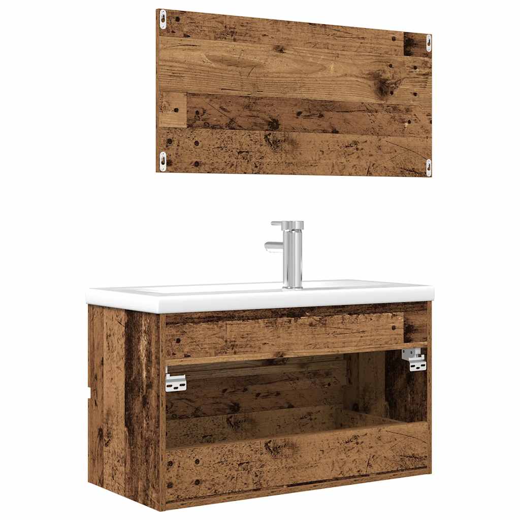 3 Piece Bathroom Furniture Set Old Wood Engineered Wood