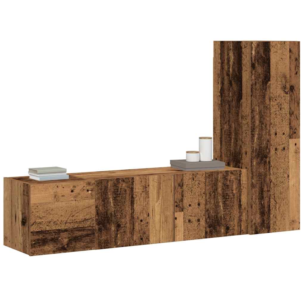Wall Mounted TV cabinets 3 pcs Old Wood Engineered Wood