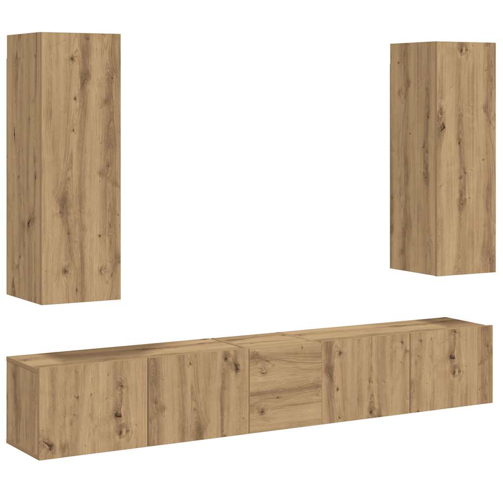 Wall Mounted TV cabinets 5 pcs Artisan Oak Engineered Wood